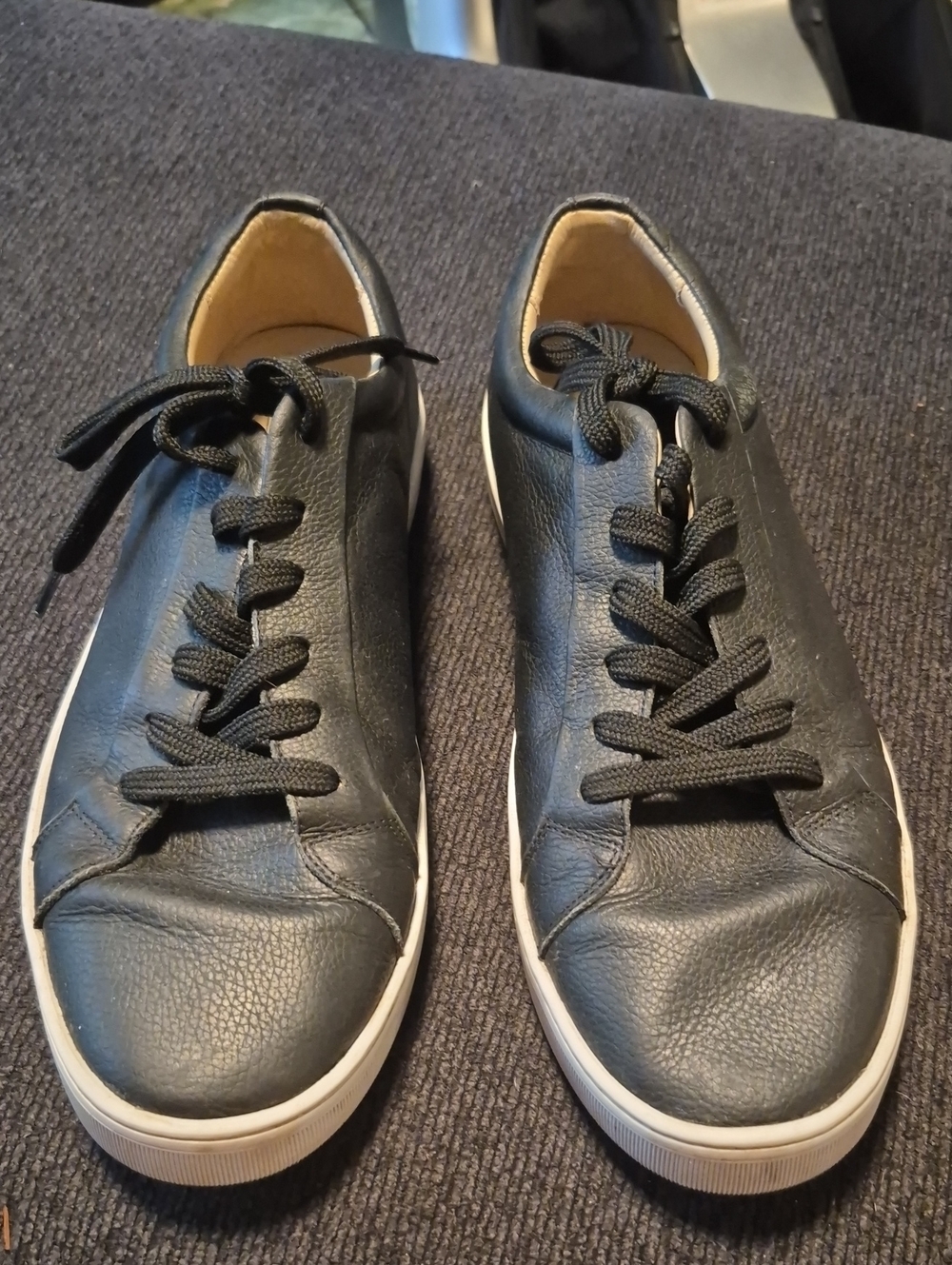Mercanti Fiorentini Black Leather Low-Top Sneakers with White Sole